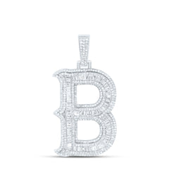 Sterling Silver 2 1/5 CTW-Natural Diamond P2P3 Gift (35MM) Initial "B" Pendant