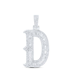 Sterling Silver 1 3/4 CTW-Natural Diamond P2P3 Gift (35MM) Initial "D" Pendant