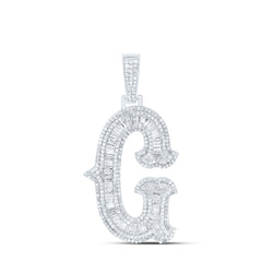 Sterling Silver 1 3/4 CTW-Natural Diamond P2P3 Gift (35MM) Initial "G" Pendant