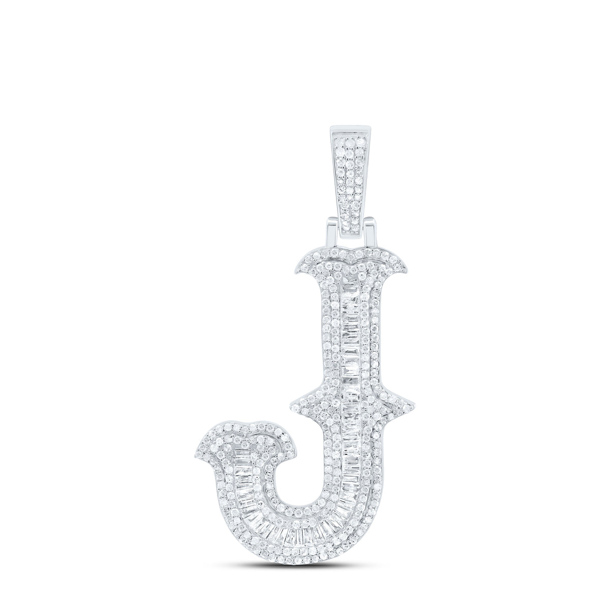 Sterling Silver 1 1/3 CTW-Natural Diamond Gift (35MM) Initial "J" Pendant