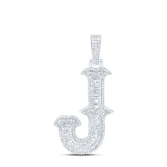 Sterling Silver 1 1/3 CTW-Natural Diamond Gift (35MM) Initial "J" Pendant