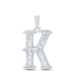 Sterling Silver 1 3/4 CTW-Natural Diamond Gift (35MM) Initial "K" Pendant