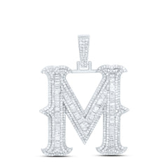 Sterling Silver 2 1/3 CTW-Natural Diamond P2P3 Gift (35MM) Initial "M" Pendant
