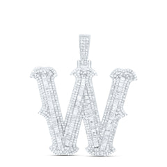 Sterling Silver 2 3/4 CTW-Natural Diamond Gift (35MM) Initial "W" Pendant