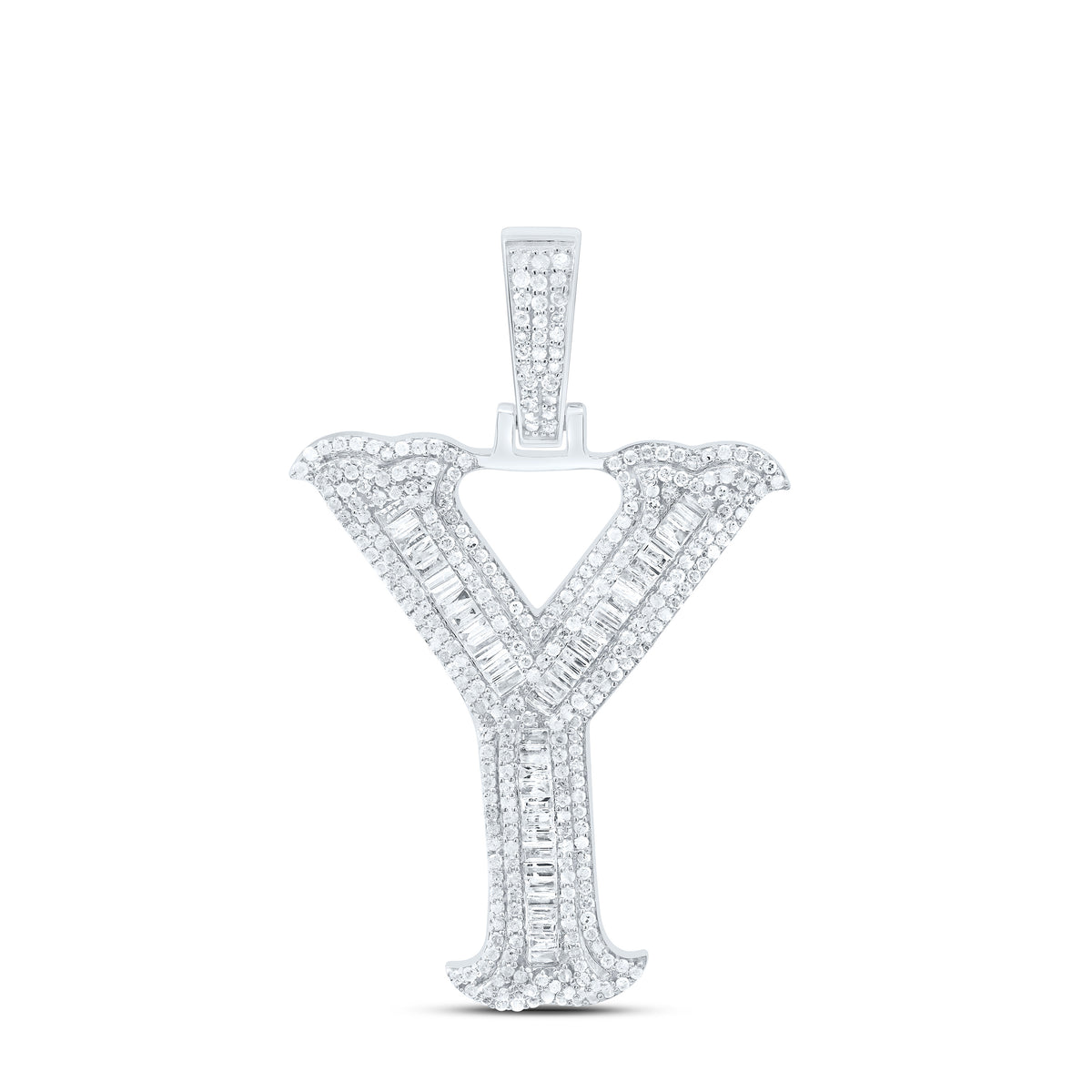 Sterling Silver 1 1/3 CTW-Natural Diamond P2P3 Gift (35MM) Initial "Y" Pendant