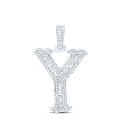 Sterling Silver 1 1/3 CTW-Natural Diamond P2P3 Gift (35MM) Initial "Y" Pendant