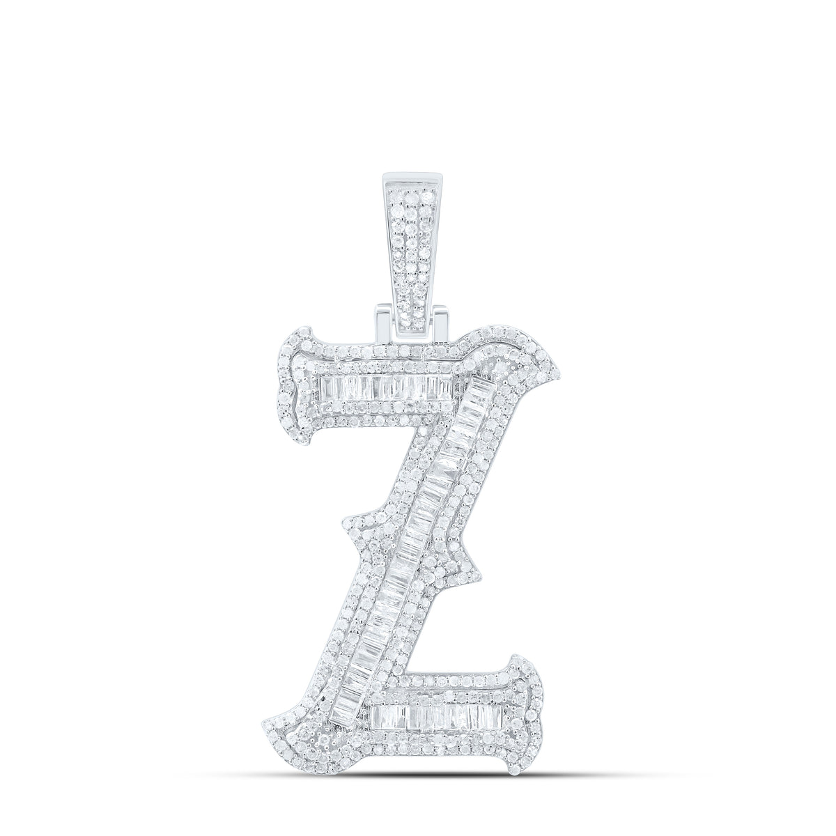 Sterling Silver 1 1/2 CTW-Natural Diamond P2P3 Gift (35MM) Initial "Z" Pendant