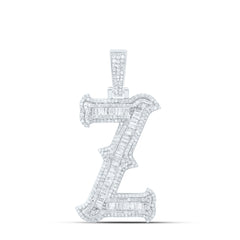 Sterling Silver 1 1/2 CTW-Natural Diamond P2P3 Gift (35MM) Initial "Z" Pendant