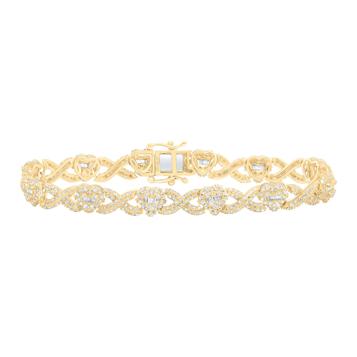 10k Gold 2 5/8 CTW-Natural Diamond Fashion Infinity Heart Bracelet ( 7 Inch )
