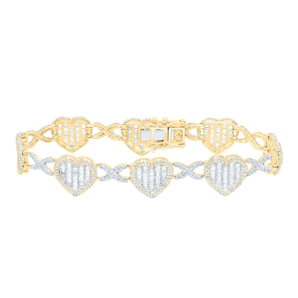 10k Gold 4 3/8 CTW-Natural Diamond Fashion Infinity Heart Bracelet ( 7 Inch )