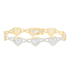 14k Gold 4 3/8 CTW-Natural Diamond Fashion Infinity Heart Bracelet ( 7 Inch )