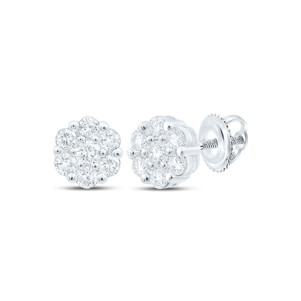 10k Gold 3/4 CTW-Natural Diamond Gift Flower Earring