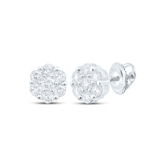 10k Gold 3/4 CTW-Natural Diamond Gift Flower Earring