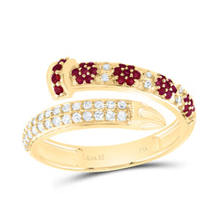 14k Gold 1/5 CTW-Natural Diamond 1/6 CTWrd-Ru Natural Gemstone Ring