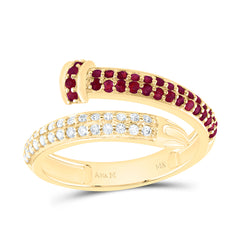 14k Gold 1/5 CTW-Natural Diamond 1/4 CTW-Rd-Ru Natural Gemstone Ring