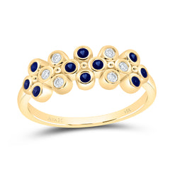 14k Gold 1/10 CTW-Natural Diamond 1/5 CTW-Rd-Bs Natural Gemstone Clover Ring