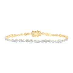 10k Gold 3/4 CTW-Natural Diamond Fashion Mixed Shape Heart Bracelet (7 Inch )