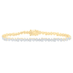 10k Gold 1 CTW-Natural Diamond Fashion Mixed Shape Heart Bracelet (7 Inch )