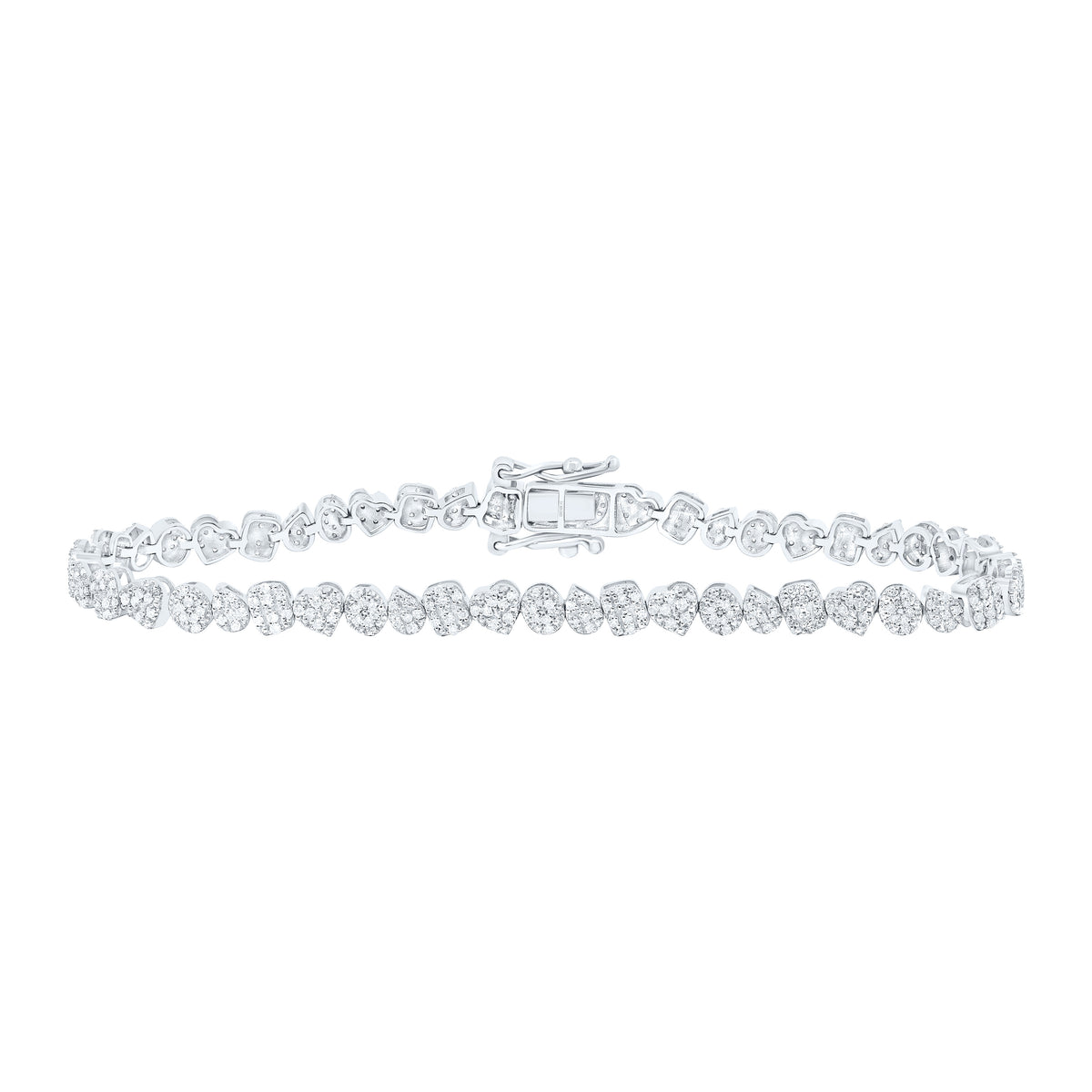 10k Gold 7/8 CTW-Natural Diamond Fashion Mixed Shape Heart Bracelet (7 Inch )