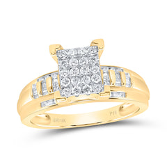 10k Gold 1/2 CTW-Natural Diamond Gift Emerald Head Ring