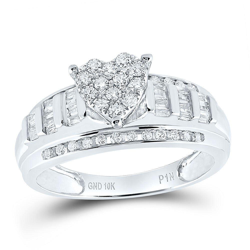 10k Gold 1/2 CTW-Natural Diamond Gift Heart Head Ring