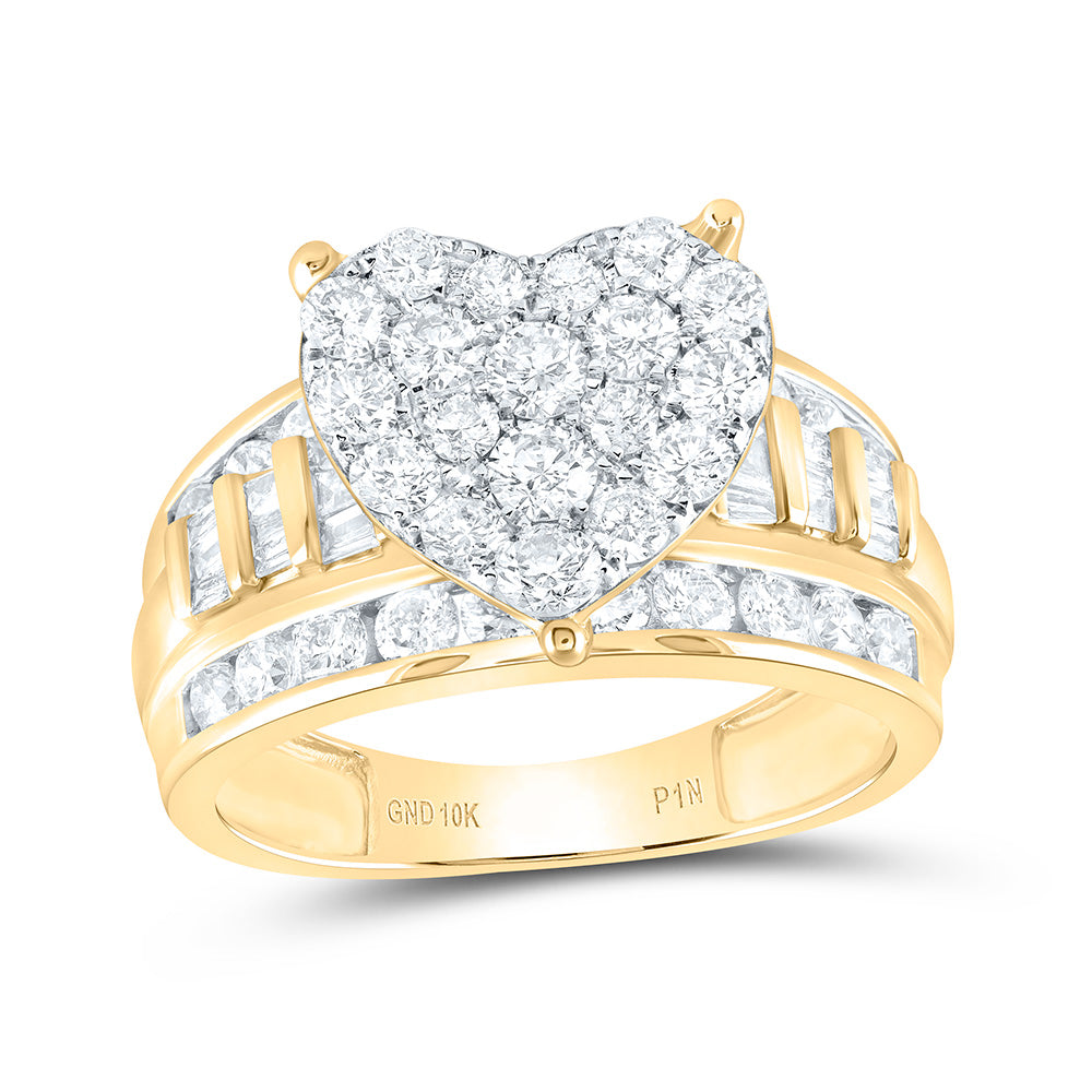 10k Gold 2 CTW-Natural Diamond Gift Heart Head Ring