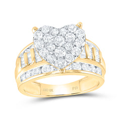 10k Gold 2 CTW-Natural Diamond Gift Heart Head Ring