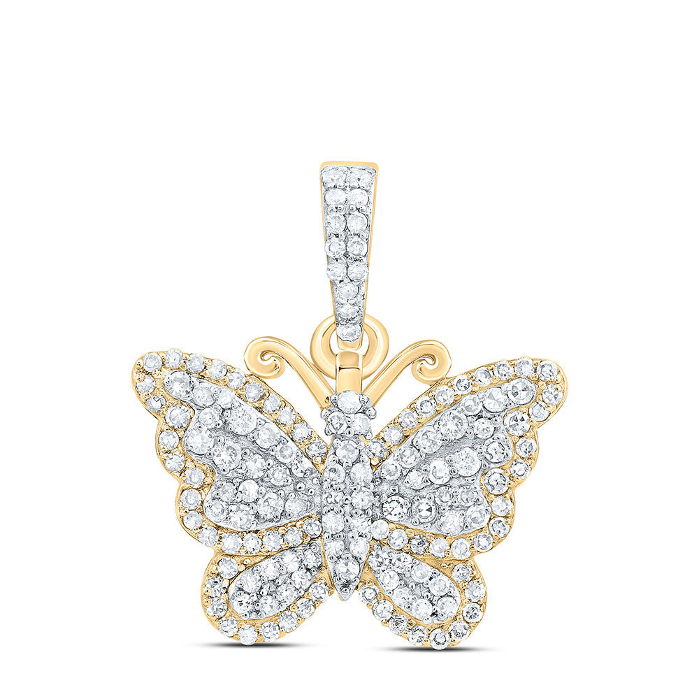 14k Gold 3/8 CTW-Natural Diamond Butterfly Fashion Pendant