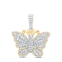 14k Gold 3/8 CTW-Natural Diamond Butterfly Fashion Pendant