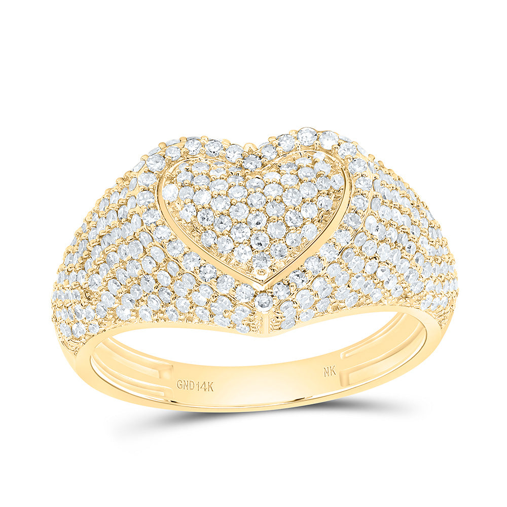 14k Gold 1 1/5 CTW-Natural Diamond Fashion Heart Ring