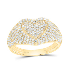 14k Gold 1 1/5 CTW-Natural Diamond Fashion Heart Ring