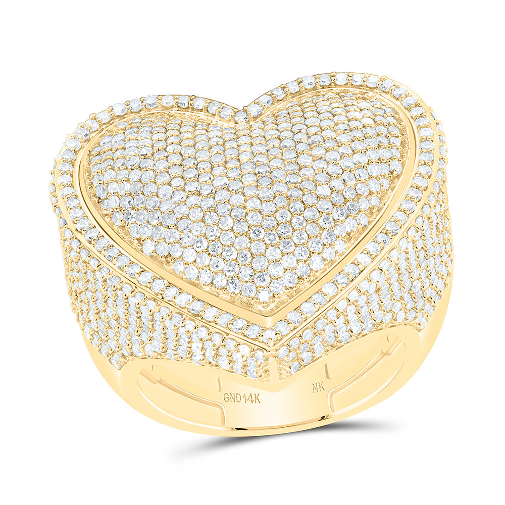 14k Gold 3 1/3 CTW-Natural Diamond Fashion Heart Ring