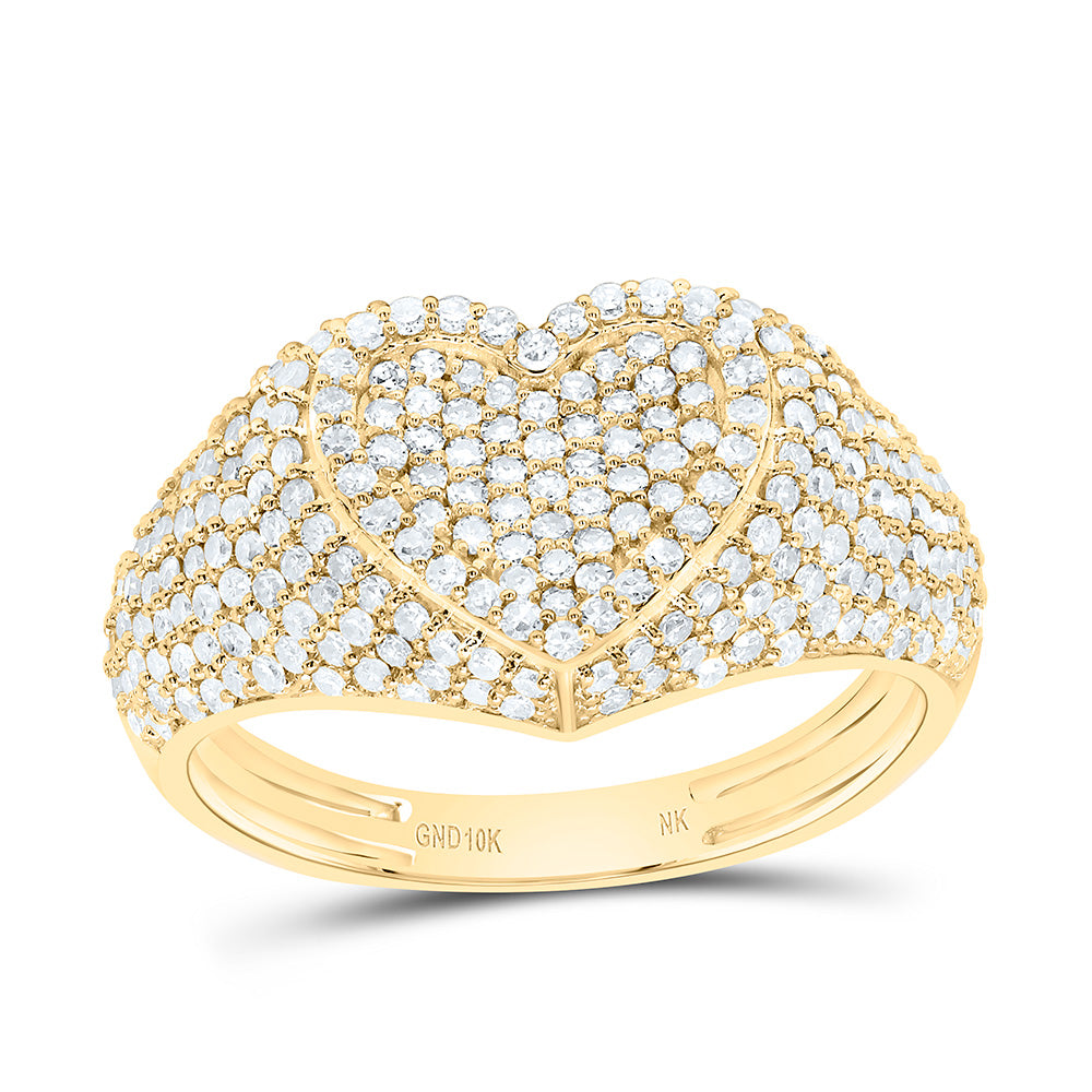 10k Gold 1 CTW-Natural Diamond Fashion Heart Ring