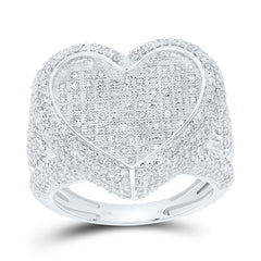 10k Gold 1 3/4 CTW-Natural Diamond Fashion Heart Ring