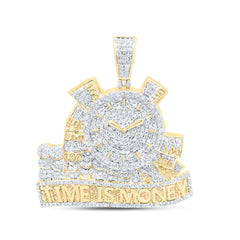 10k Gold 1 7/8 CTW-Natural Diamond "Time Is Money" Mens Charm