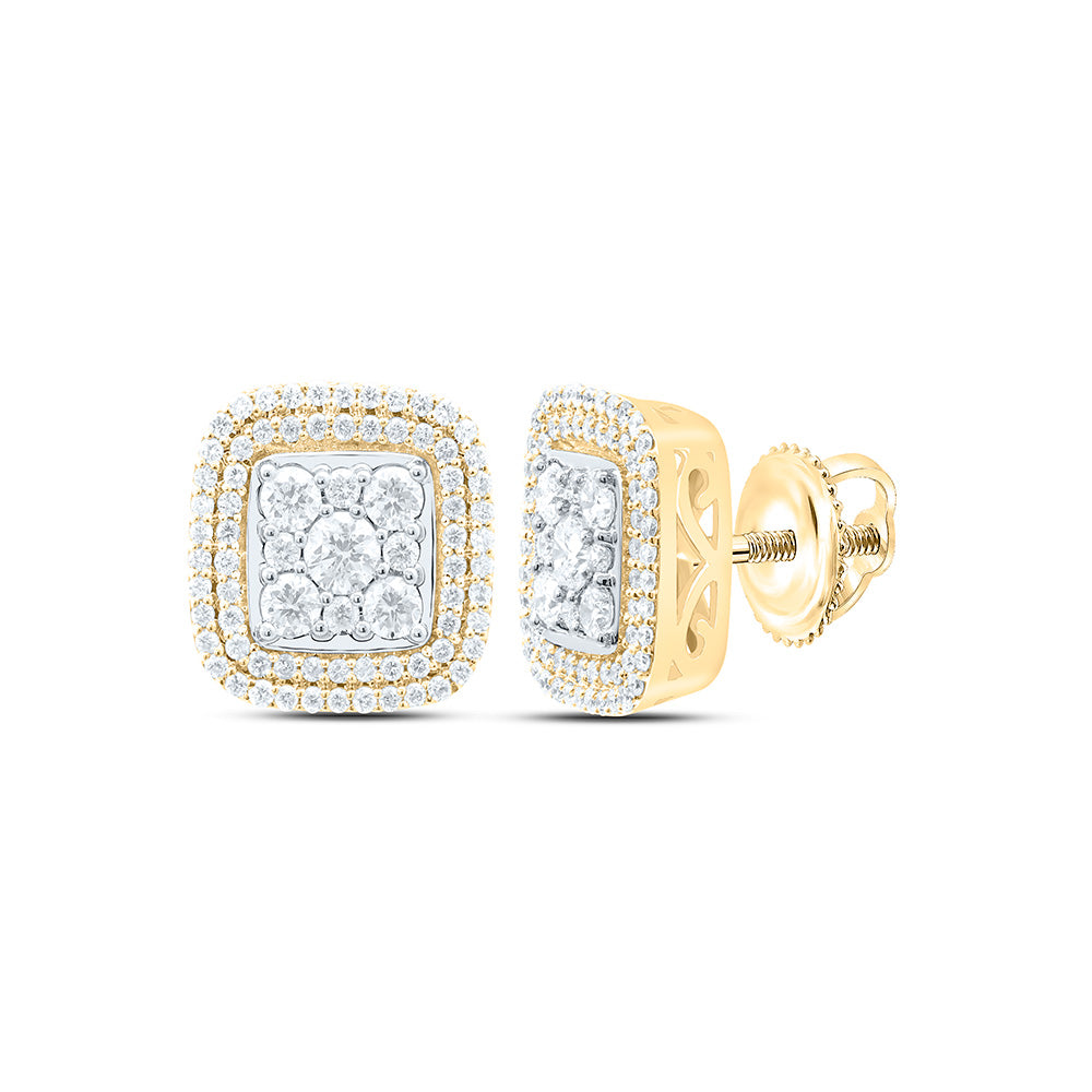 14k Gold 3/4 CTW-Natural Diamond Fashion Cushion Earring