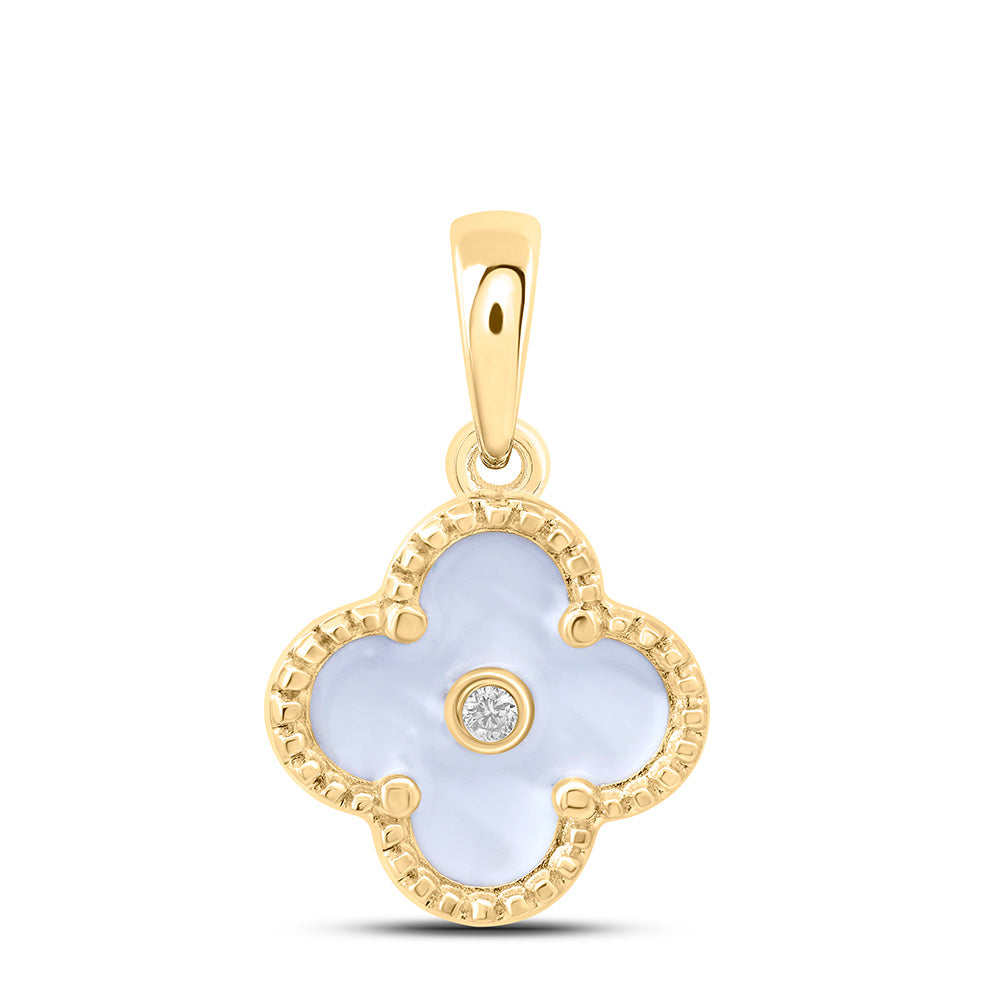 10k Gold 0.01 CTW-Natural Diamond Gift Clover Pendant