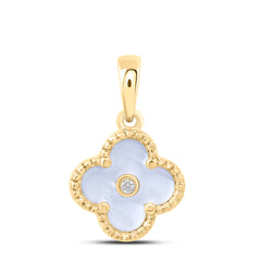 10k Gold 0.01 CTW-Natural Diamond Gift Clover Pendant