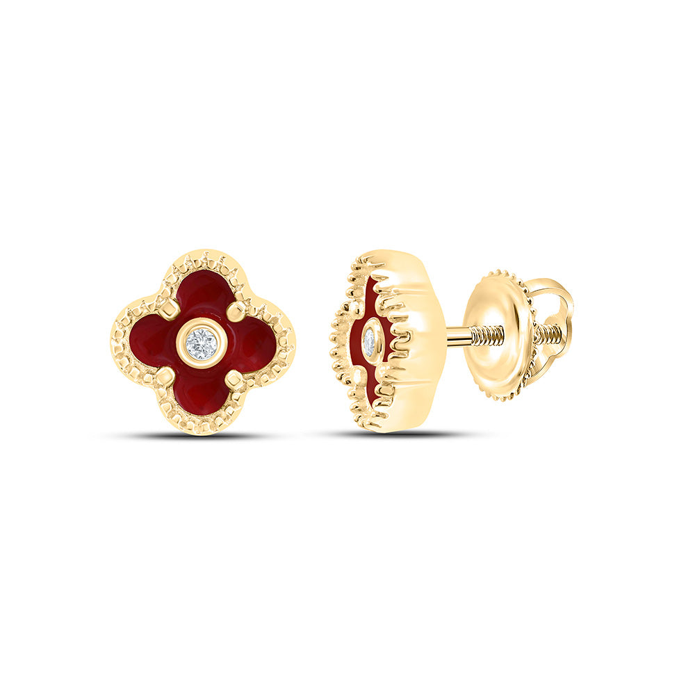 10k Gold 0.01 CTW-Natural Diamond Gift Clover Earring