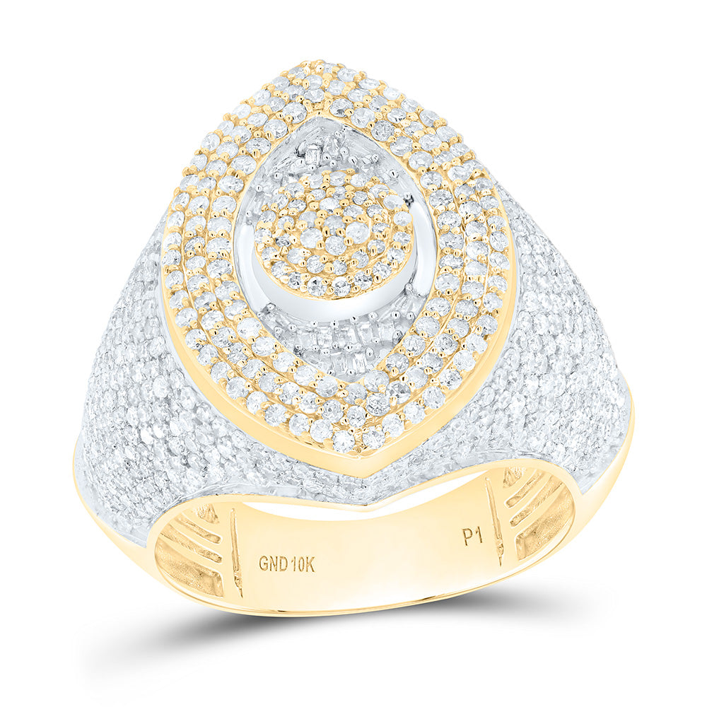 10k Gold 2 5/8 CTW-Natural Diamond Marquise Mens Ring