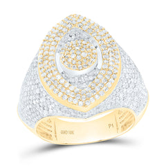 10k Gold 2 5/8 CTW-Natural Diamond Marquise Mens Ring