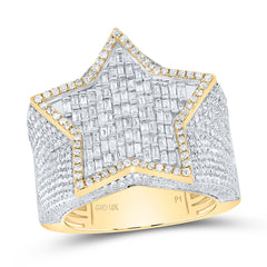 10k Gold 2 5/8 CTW-Natural Diamond Star Mens Ring