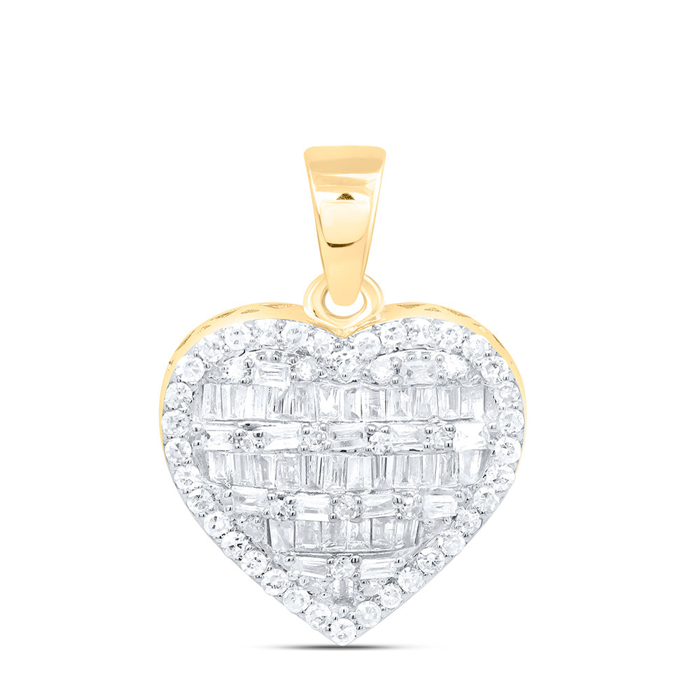 10k Gold 3/8 CTW-Natural Diamond Fashion Heart Pendant