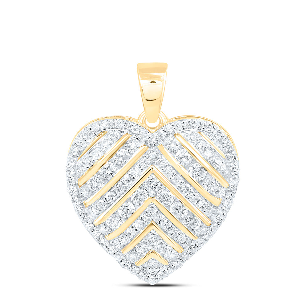 10k Gold 3/4 CTW-Natural Diamond Fashion Heart Pendant