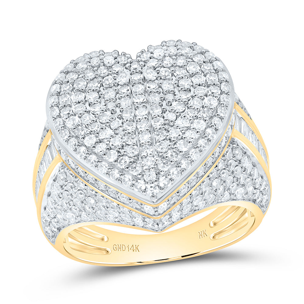 14k Gold 1 7/8 CTW-Natural Diamond Fashion Heart Ring