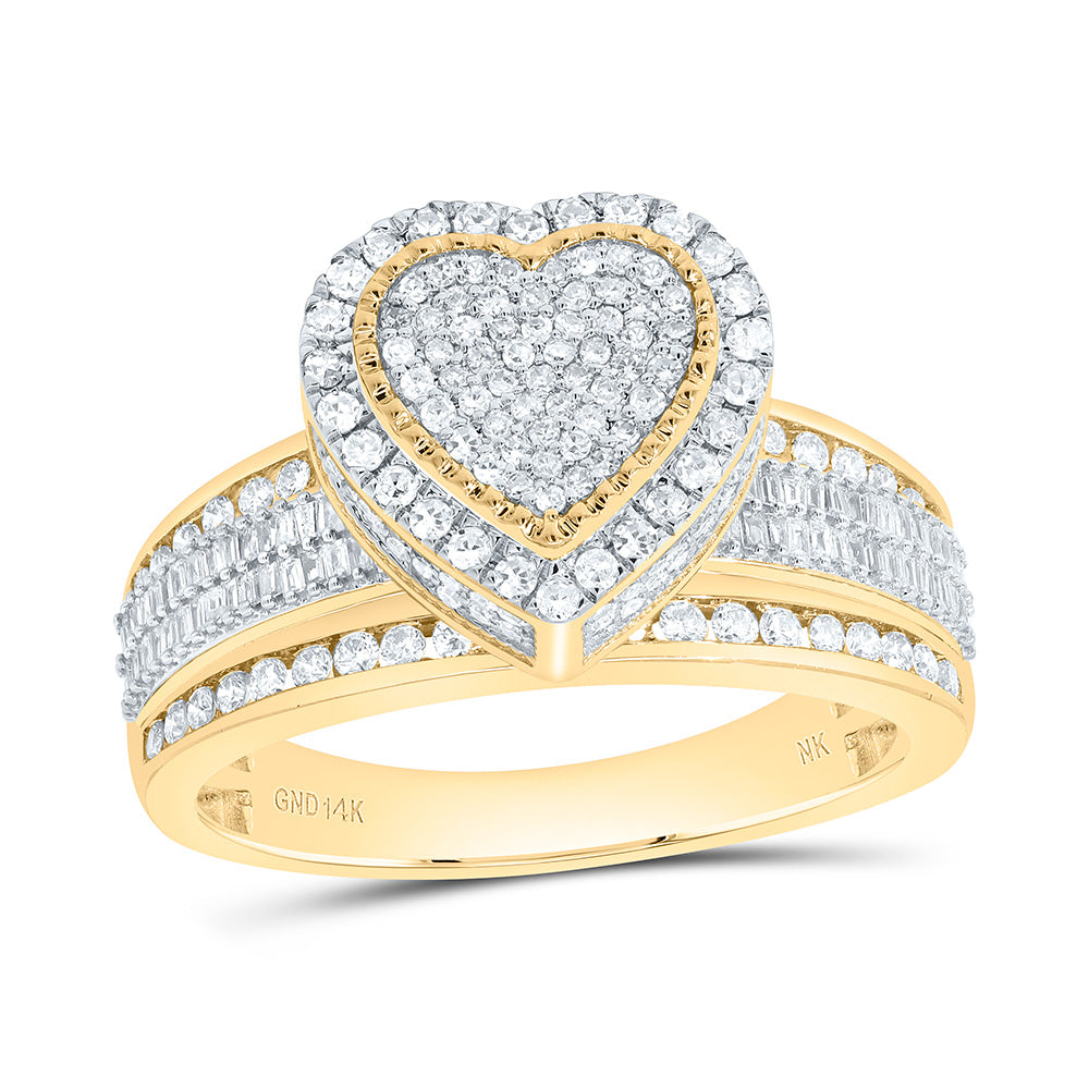 14k Gold 1 3/8 CTW-Natural Diamond Fashion Heart Ring