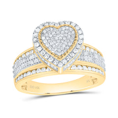 14k Gold 1 3/8 CTW-Natural Diamond Fashion Heart Ring