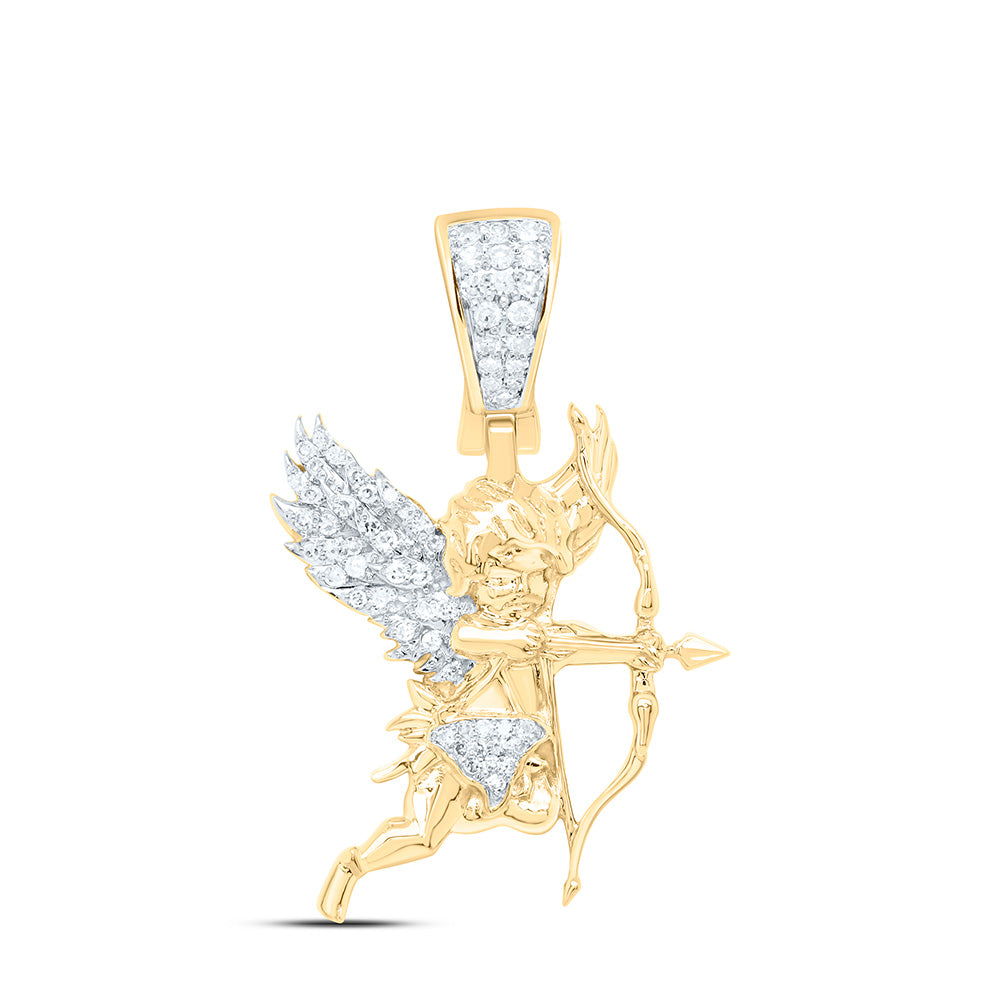 10k Gold 1/5 CTW-Natural Diamond Angel Mens Charm