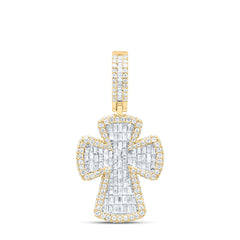 10k Gold 1 3/4 CTW-Natural Diamond Cross Mens Charm
