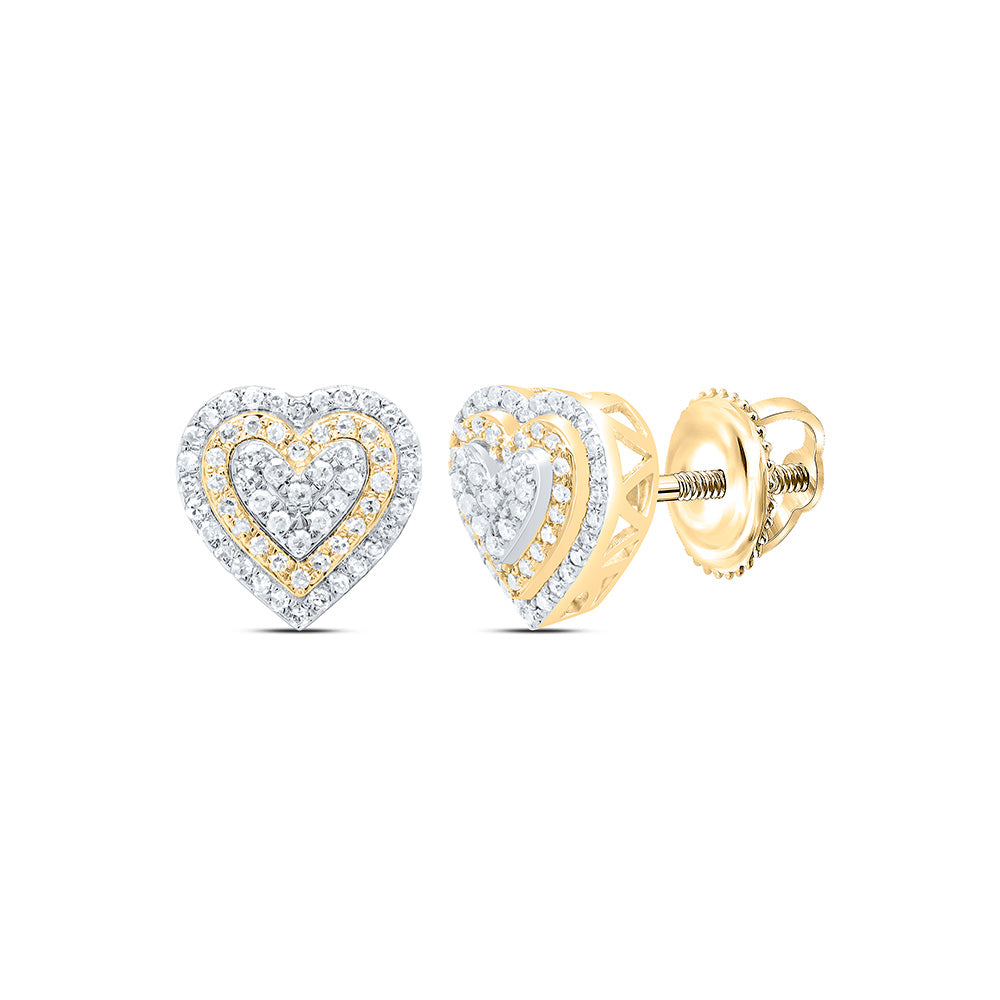 14k Gold 3/8 CTW-Natural Diamond Fashion Heart Earring